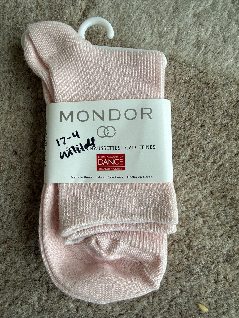 Mondor Women's Pink Dance Crew Socks - Lightweight Ballet Socks